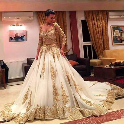 gold wedding ball gown