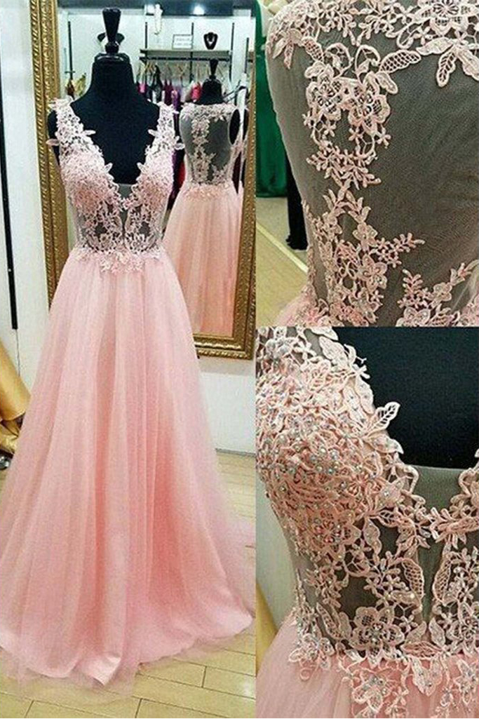 Chic Prom Dress,pink Prom Dresses,a-line Prom Gown,floor-length Prom Dresses,appliques Prom Dress,long Prom Dress,formal Evening Dress