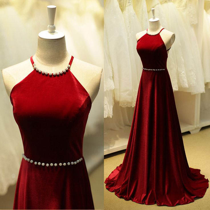 Halter Prom Dresses,prom Dresses 2018,backless Prom Dress,red Prom Dress,long Evening Dresses