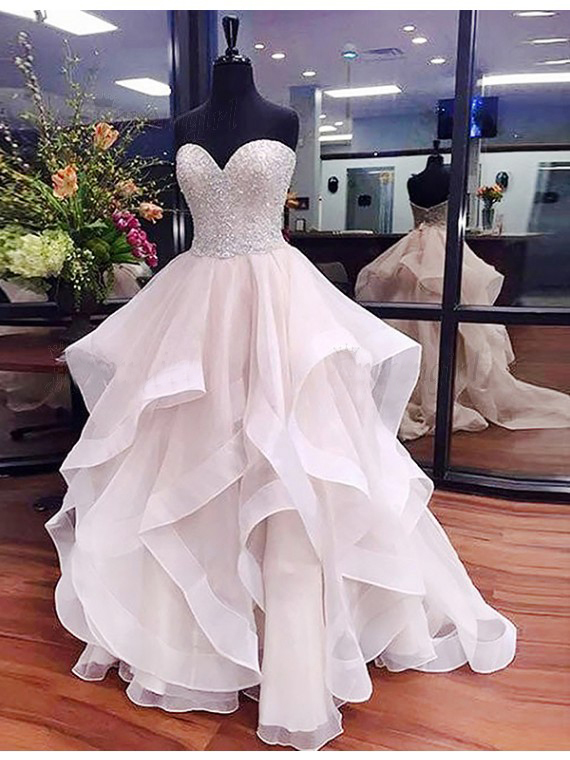 A-line Prom Dress,sweetheart Prom Dresses,asymmetrical Prom Dresses,ivory Prom Gown,organza Prom Dress With Lace,beading Prom Dress