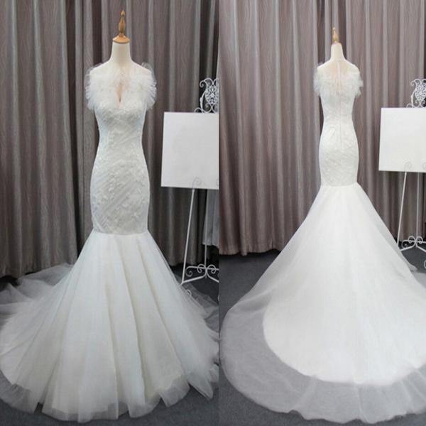 Gorgeous Wedding Dresses,Elegant Bridal Dress,Ivory Wedding Dress, Lace Bridal Dresses,Mermaid Wedding Dresses,Bridal Gown WD49