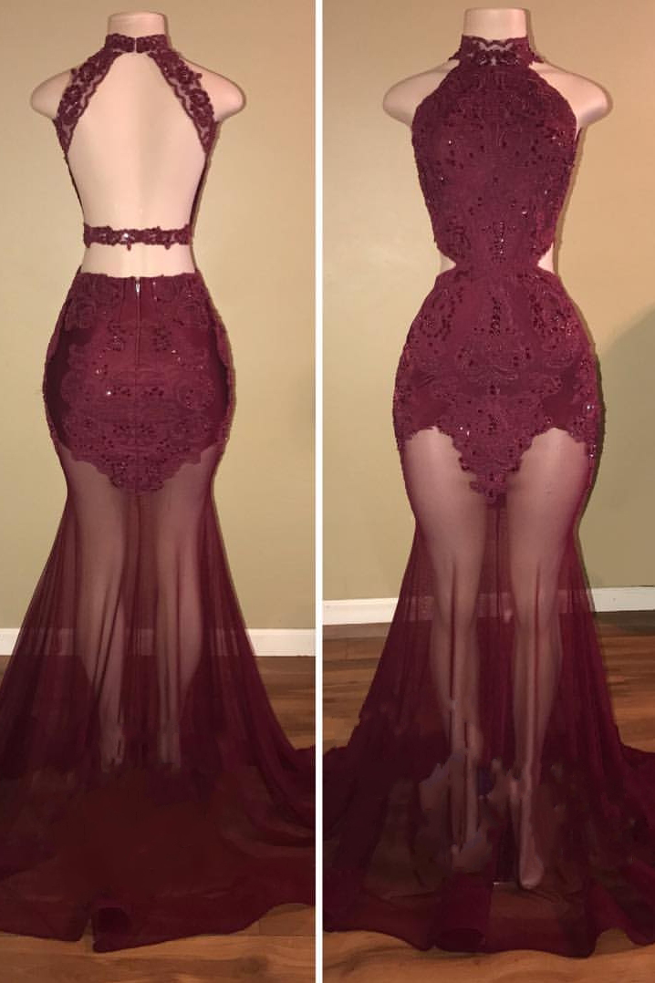 high neck party dress