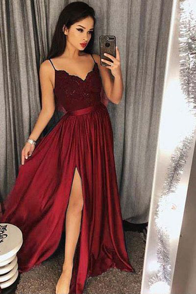 burgundy formal dresses