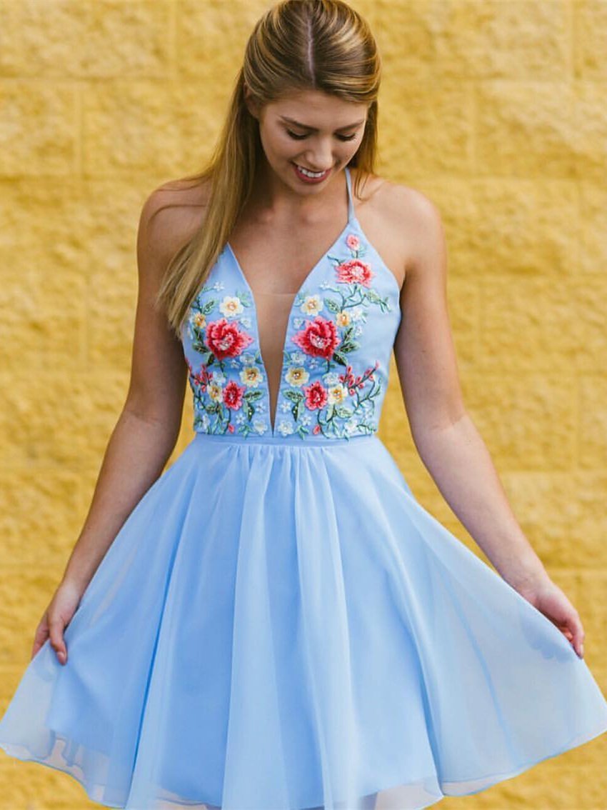 sky blue homecoming dresses