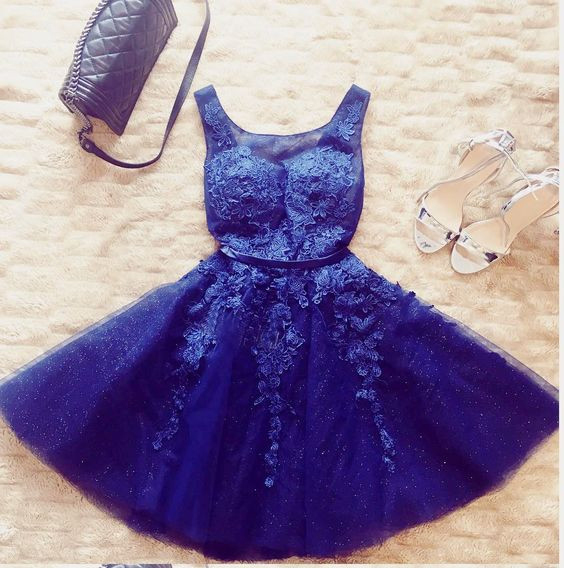 Blue Homecoming Dresses,short Homecoming Dress With Appliques,a Line Homecoming Dress,cute Homecoming Dresses Ds465