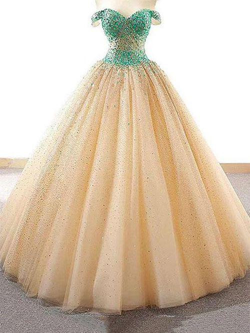 Ball Gown Prom Dresses,off The Shoulder Prom Dress,long Prom Dress,beading Prom Gown Ds509