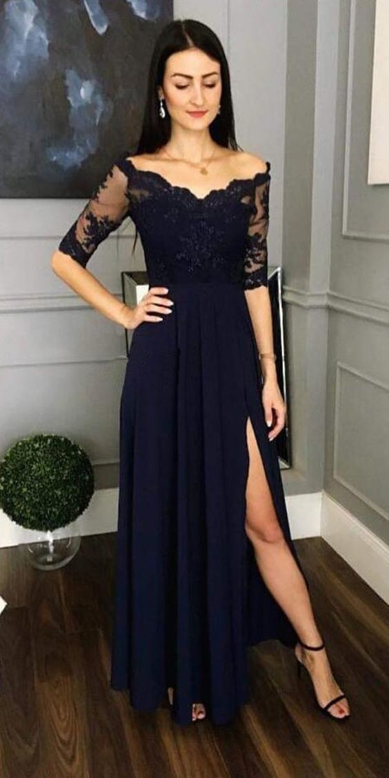 half sleeve prom dress