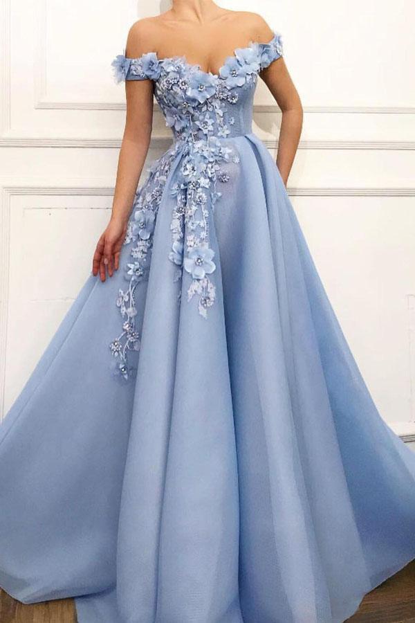 beautiful blue prom dresses