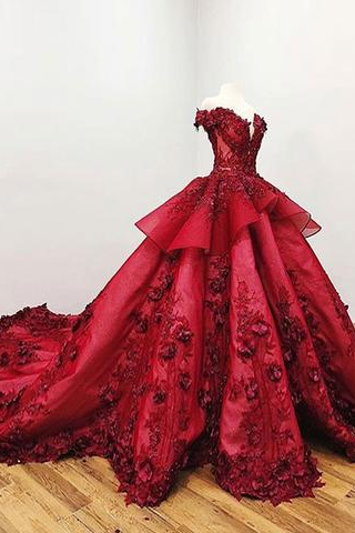 Red Prom Gown,Ball Gown Prom Dress With Beads, Quinceanera Dresses,Sweet 16 Dresses DS612