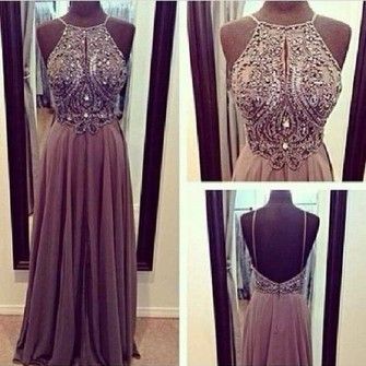 Spaghetti Strap Open Back Long Prom Dress A Line Full Length Beadings Bodice Evening Prom Dresses Handmade Backless Sexy Prom Gown Graduation