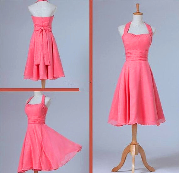 Coral Knee Length Dress