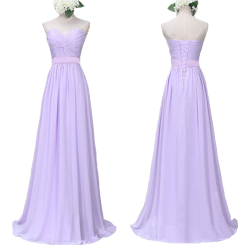 Empire Waist Lilac Chiffon Bridesmaid Dresses,sweetheart Long Bridesmaid Dresses, Bridesmaid Dresses,custom Made Bridesmaid Dress With Lace Back
