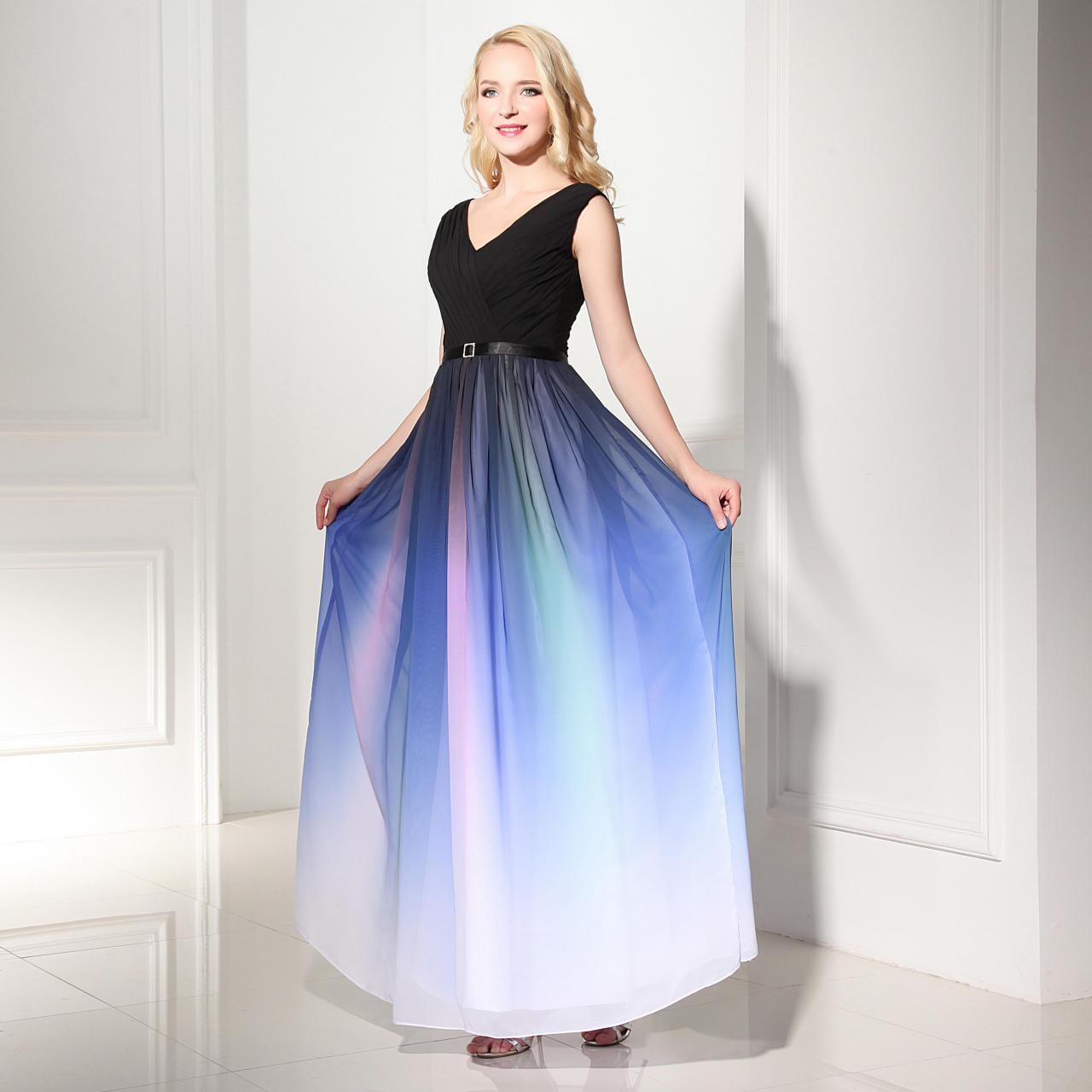 Ombre chiffon hot sale prom dress