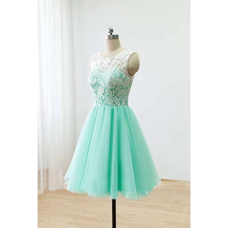 Cheap Short Mint Lace Bridesmaid Dresses