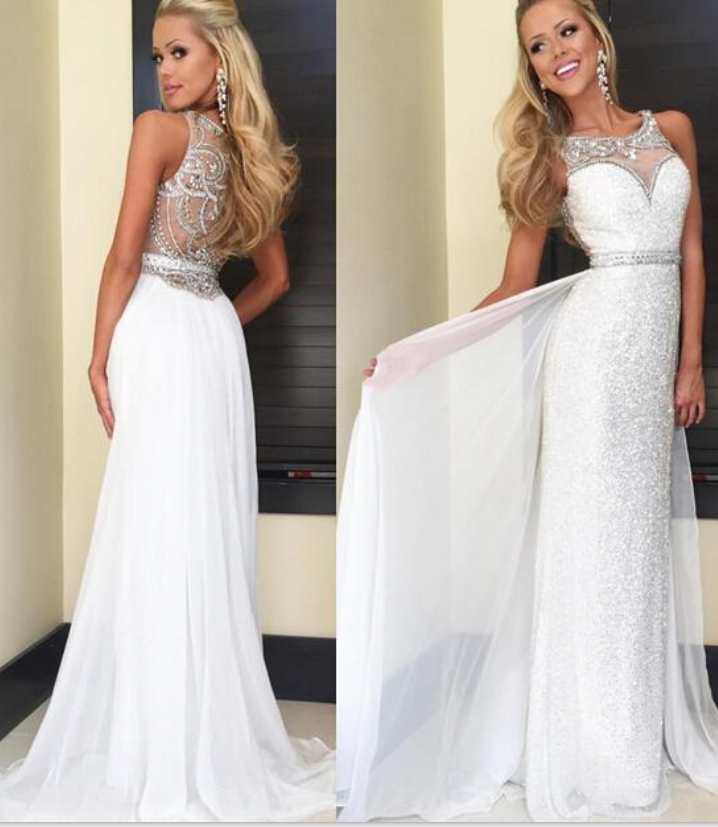 white sequin evening dress