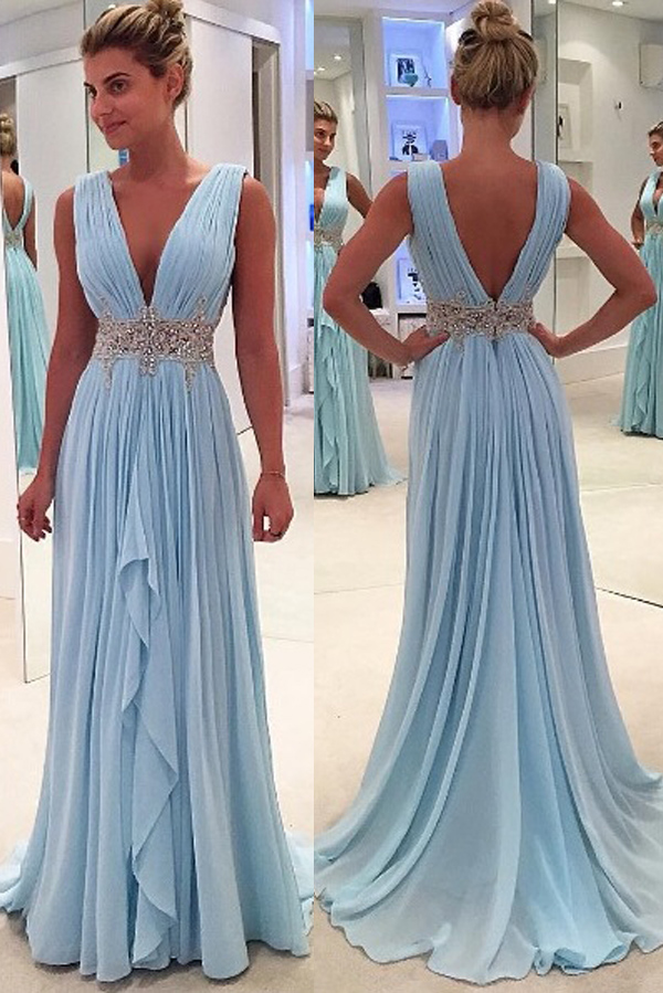 baby blue prom gown