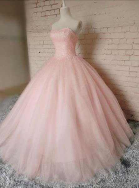Ball Gown Prom Dresses, Sweetheat Prom Dresses, Pink Prom Gown, Beading Evening Dress, Long Formal Dresses, Prom Dress