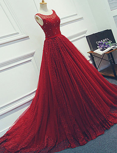 Red Prom Gown, Ball Gown Prom Dresses, Princess Prom Dress, Beading Evening Dress, Formal Evening Dresses, Red Party Dress, Prom Dress