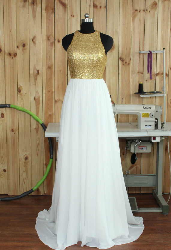 Sequin Prom Dress,long Prom Dress,sexy Evening Dress,white Formal Prom Dress,long Evening Dress,junior Prom Dress,sexy Gold Prom Dress 2017,prom