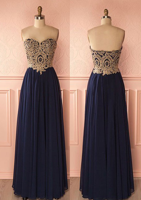 Lace Prom Dress, Navy Blue Long Prom Dress, Sweetheart Prom Gowns, Long Prom Dress, Formal Evening Dress, Chiffon Woman Formal Dresses,prom Dress