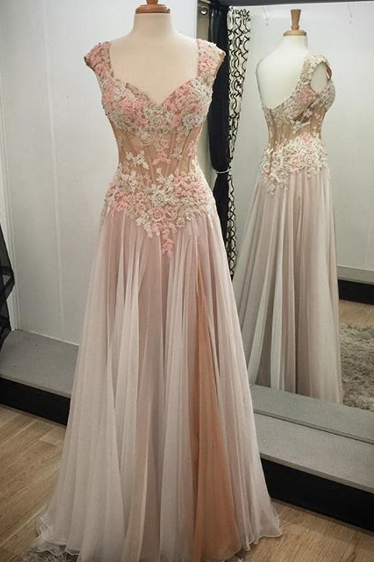 Noble A-line Prom Dresses, Tulle Prom Dress With Appliques Lace Prom Dress, Long Prom Dresses, Pretty Prom Dresses,prom Dresses 2017,long Formal