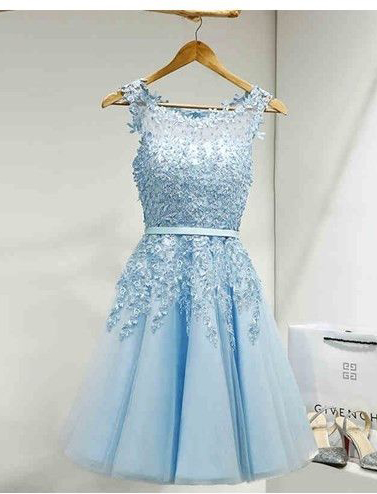 Tulle Homecoming Dress,appliques Homecoming Dresses,short Homecoming Dress,prom Party Dress,cute Prom Gown,short Prom Dress,light Blue Homecoming
