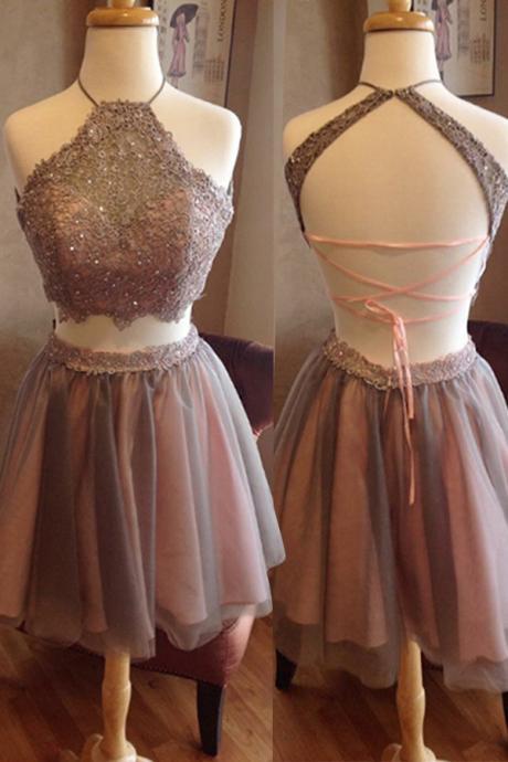 Short Homecoming Dress,two Pieces Homecoming Dress,open Back Homecoming Dress, High Neck Homecoming Dress,graduation Dress , Sexy Homecoming