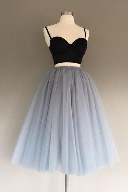 Two Pieces Homecoming Dress,black And Silver Homecoming Dresses,short Prom Dress,sexy Party Dress,spaghrtti Strap Prom Dresses,a Line Homecoming
