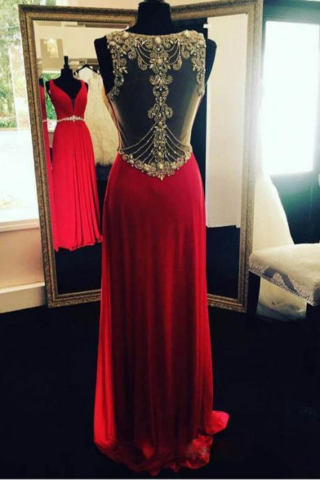 Red Prom Dress,beading Prom Gowns,sexy Prom Dresses,sparkle Party Dresses,long Prom Gown,2017 Evening Gowns,sparkly Formal Dresses