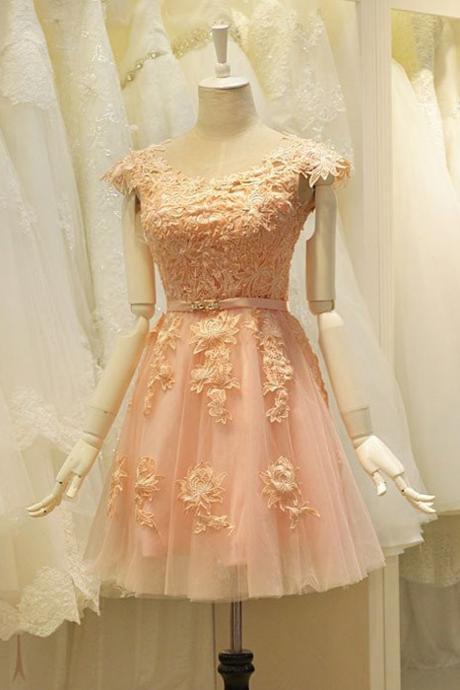Cute Homecoming Dresses,a-line Homecoming Dress,jewel Prom Gown,cap Sleeves Prom Dresses,short Homecoming Dress,coral Homecoming Dresses,tulle