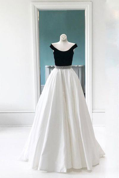 Simple Prom Dresses,White Prom Dress,Off Shoulder Prom Dresses,Long Prom Dress, Formal Evening Dress