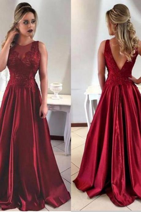 Burgundy Prom Dress,2018 Prom Dresses,Long Evening Gown,Graduation Party Dresses,Prom Dresses For Teens,A Line Prom Dress