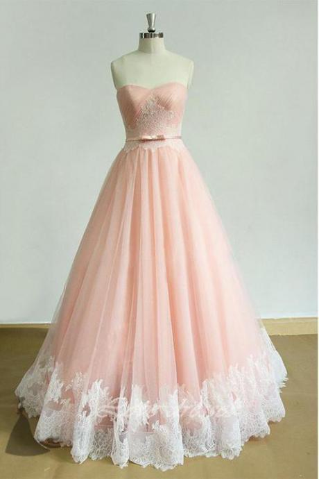 elegant prom dresses,long prom dress,sweetheart prom dresses,applique prom gown,a-line prom dresses,pink evening dress DS100