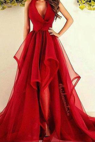 New Fashions Prom Dresses,Long Prom Dress,Red Evening Dress,Organza Prom Dresses,Sexy Prom Gown,Formal Evening Gowns DS151