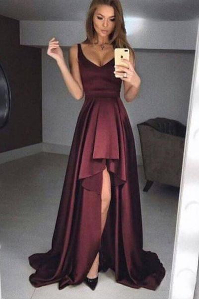 elegant prom dress,formal party dresses,simple prom dresses,burgundy evening gowns,fashion prom dresses DS160