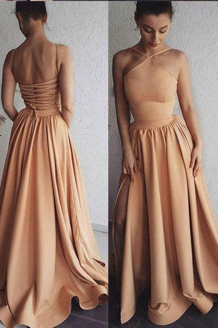 Unique Prom Dresses,Champagne Prom Gown,Long Prom Dress,Long Evening Dress,A Line Prom Dresses DS347