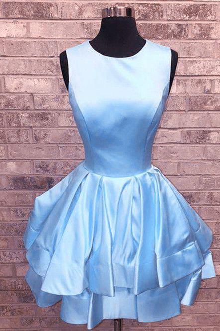 Short Homecoming Dresses,baby Blue Homecoming Dress,ruffle Homecoming Dresses,mini Dress For Party Ds420