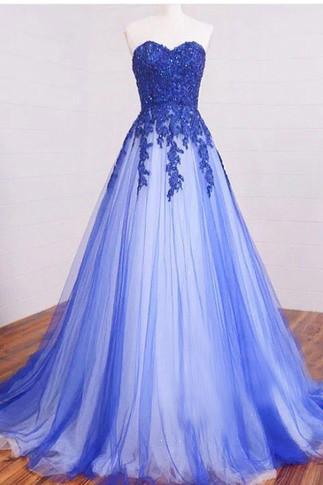 Long Prom Dresses,Sweetheart Prom Dress,Royal Blue Prom Dresses,Ball Gown Prom Dress DS516