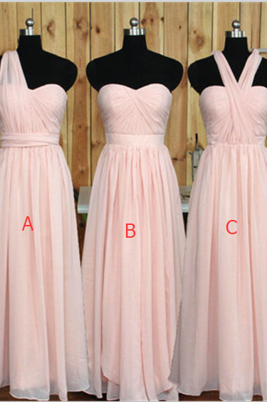 Simple Pink Chiffon Bridesmaid Dresses, Long Bridesmaid Dress,custom Made Bridesmaid Gowns,elegant Prom Dresses,wedding Party Dresses,graduation