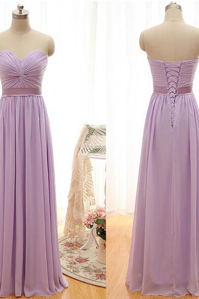 Lilac Chiffon Empire Waist Bridesmaid Dresses ,sweetheart Ruffles Bridesmaid Dress,a Line Bridesmaid Dresses,bridesmaid Gowns,simple Prom