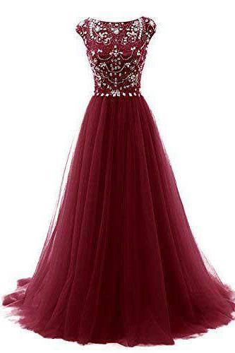 Burgundy Prom Dresses,wine Red Evening Gowns,beading Prom Dresses,long Prom Dresses,sexy Evening Gown,prom Dress