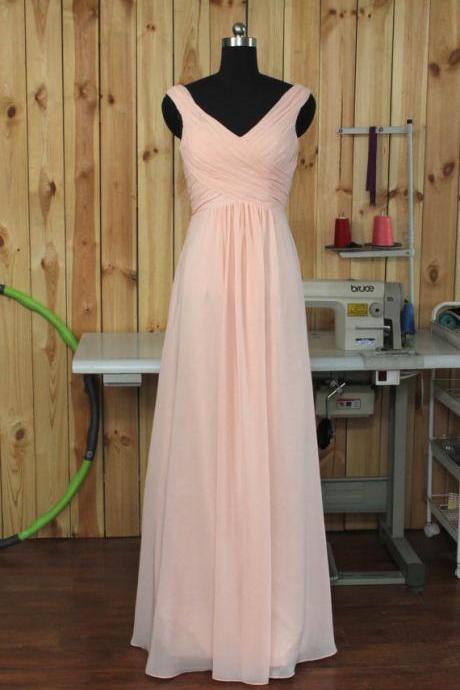 2017 Pearl Pink Bridesmaid Dresses, Blush Prom Dress, Chiffon Promdress,long Formal Dress, Prom Dress,woman Evening Dress Floor Length,bridesmaid