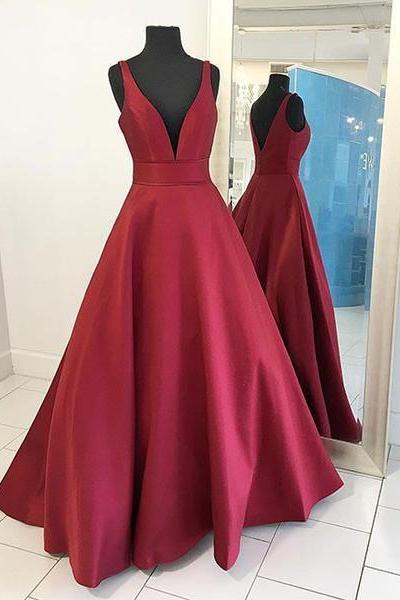 Sexy Prom Dresses,burgundy Prom Dresses, Red Prom Dress, Long, Prom Dress 2017, Long Prom Dress, Red Evening Dress, Simple Prom Dress,ball Gown