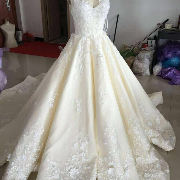 Charming Wedding Dress,ball Gown Wedding Dress,v Neck Wedding Gown,sexy ...